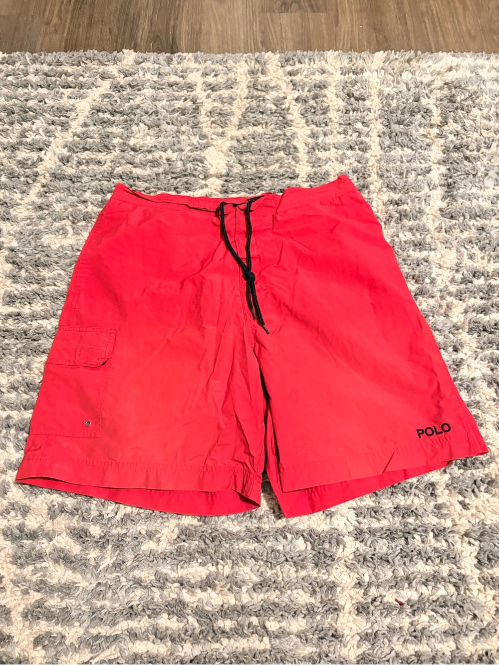Polo by Ralph Lauren Bright Red Men's Swim Shorts with Black Drawstring
